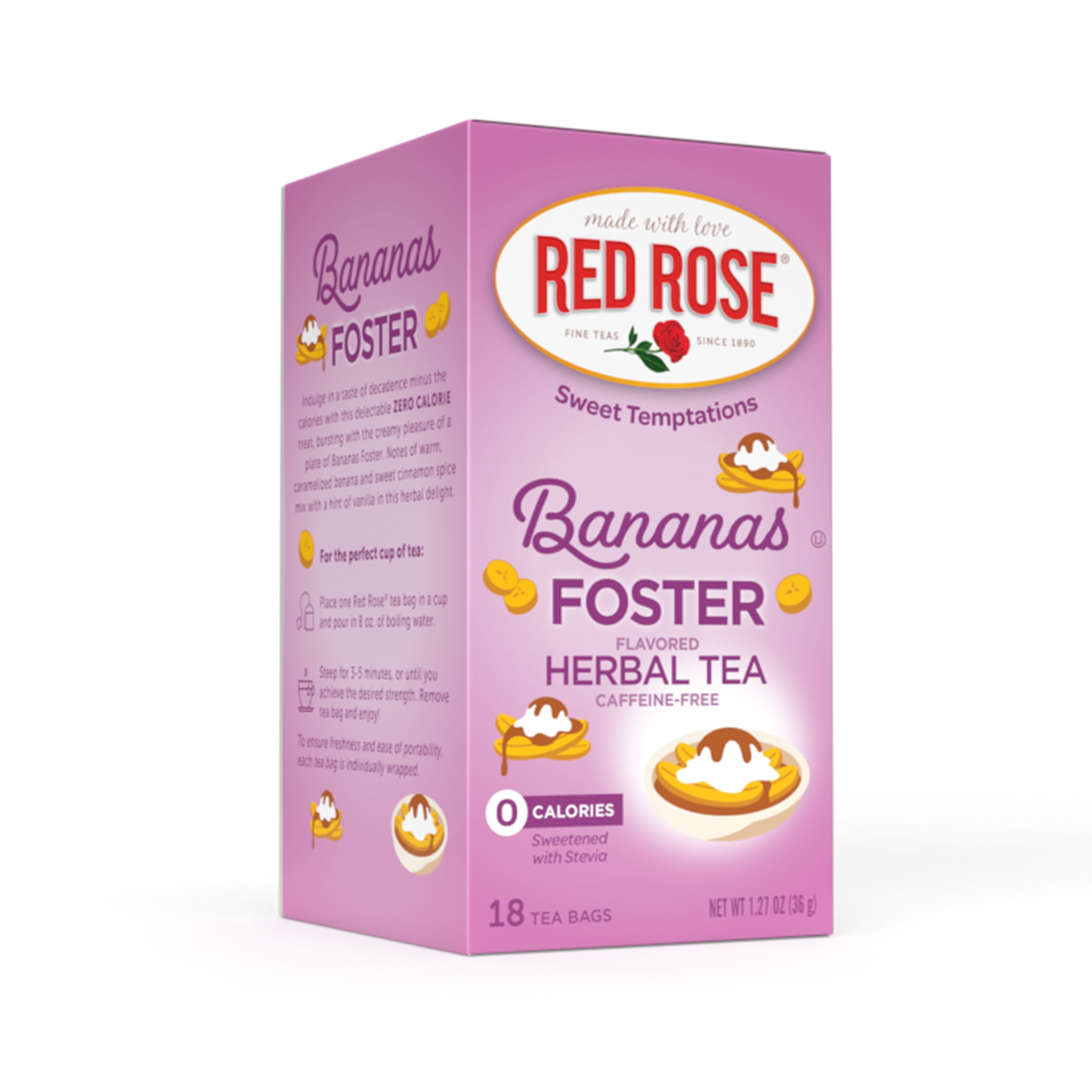 Red Rose Sweet Temptations Dessert Tea Bananas Foster, Zero Carbs, Zero