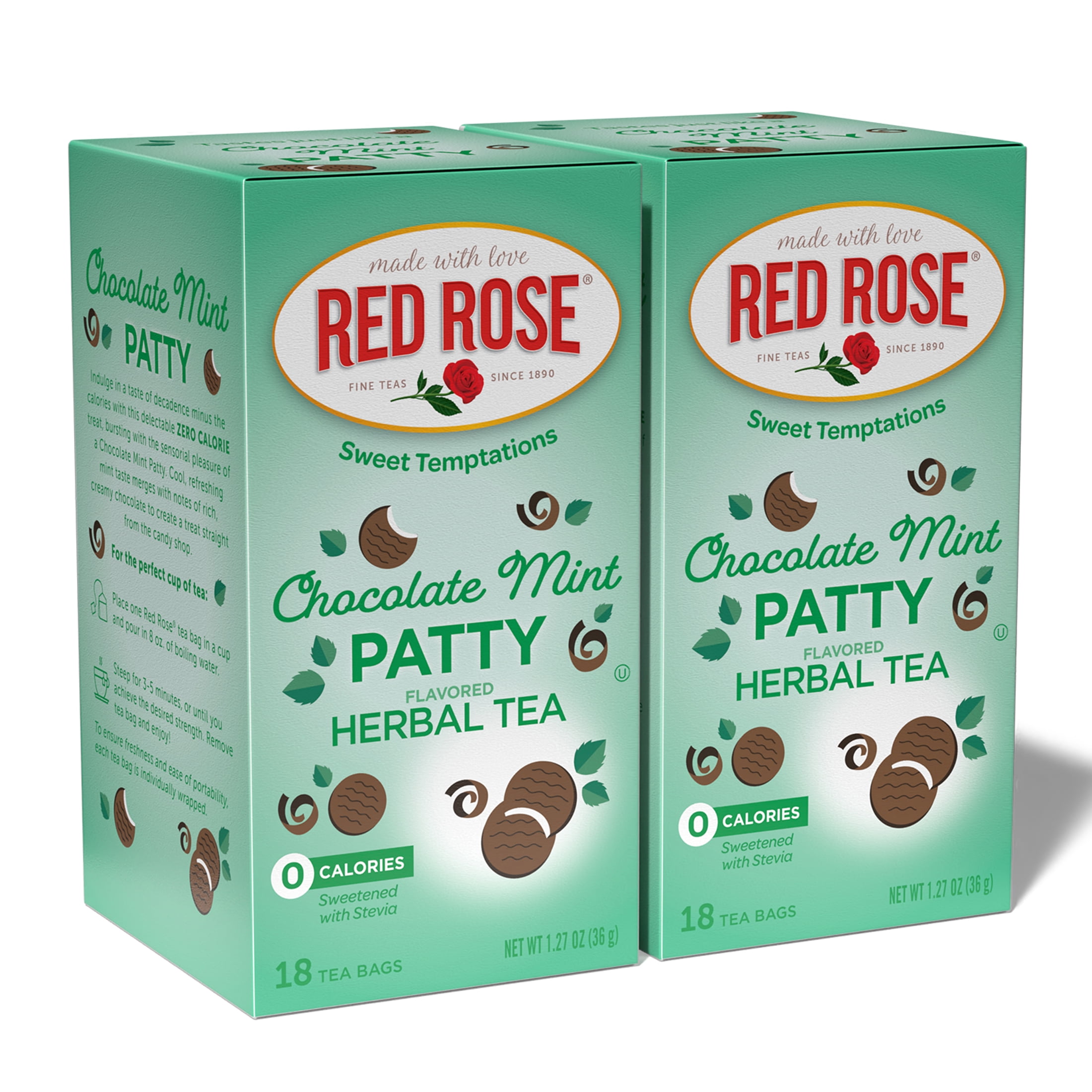 Red Rose Sweet Temptations Dessert Tea Chocolate Mint Patty, Zero Carbs