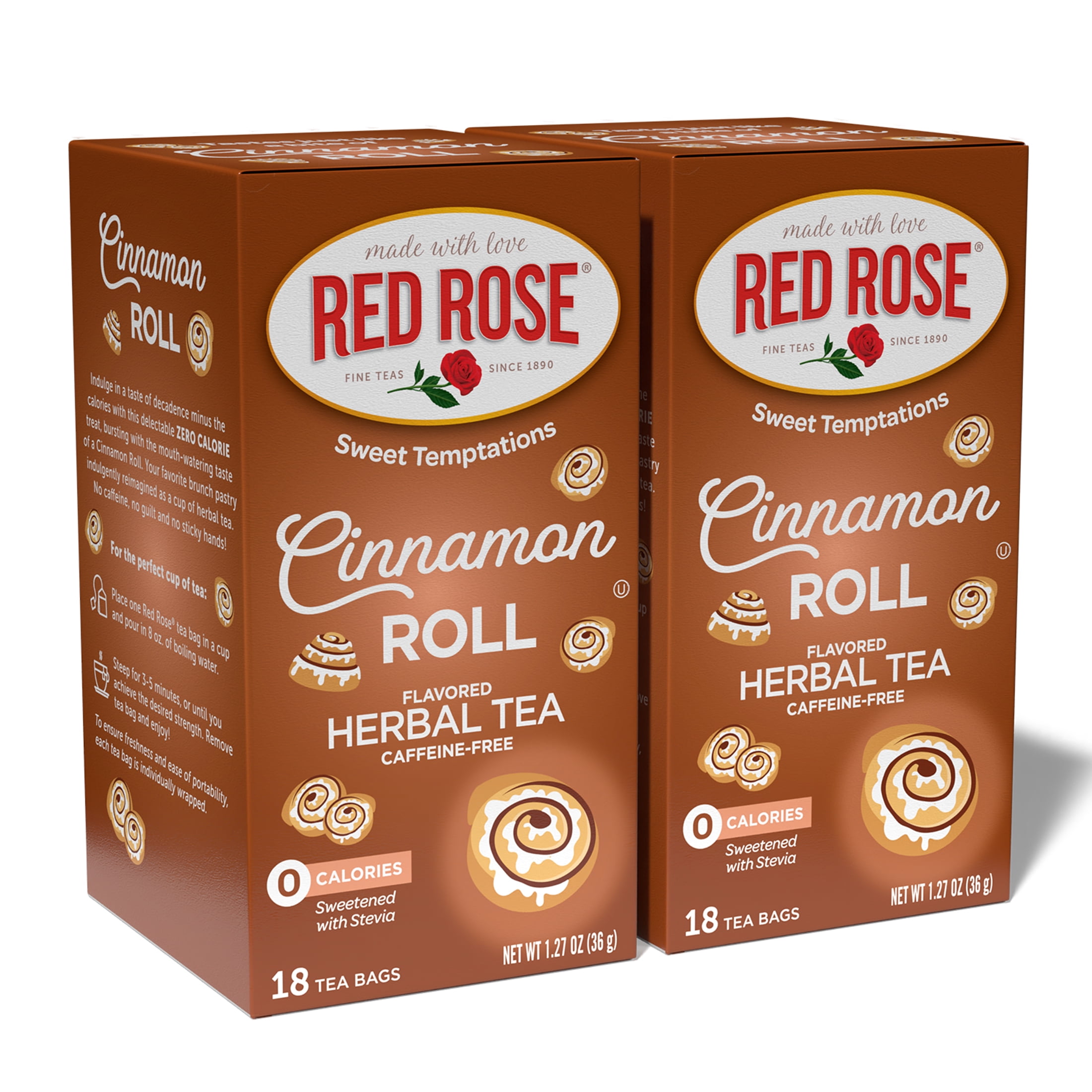 Red Rose Sweet Temptations Dessert Tea Cinnamon Roll, Zero Carbs, Zero