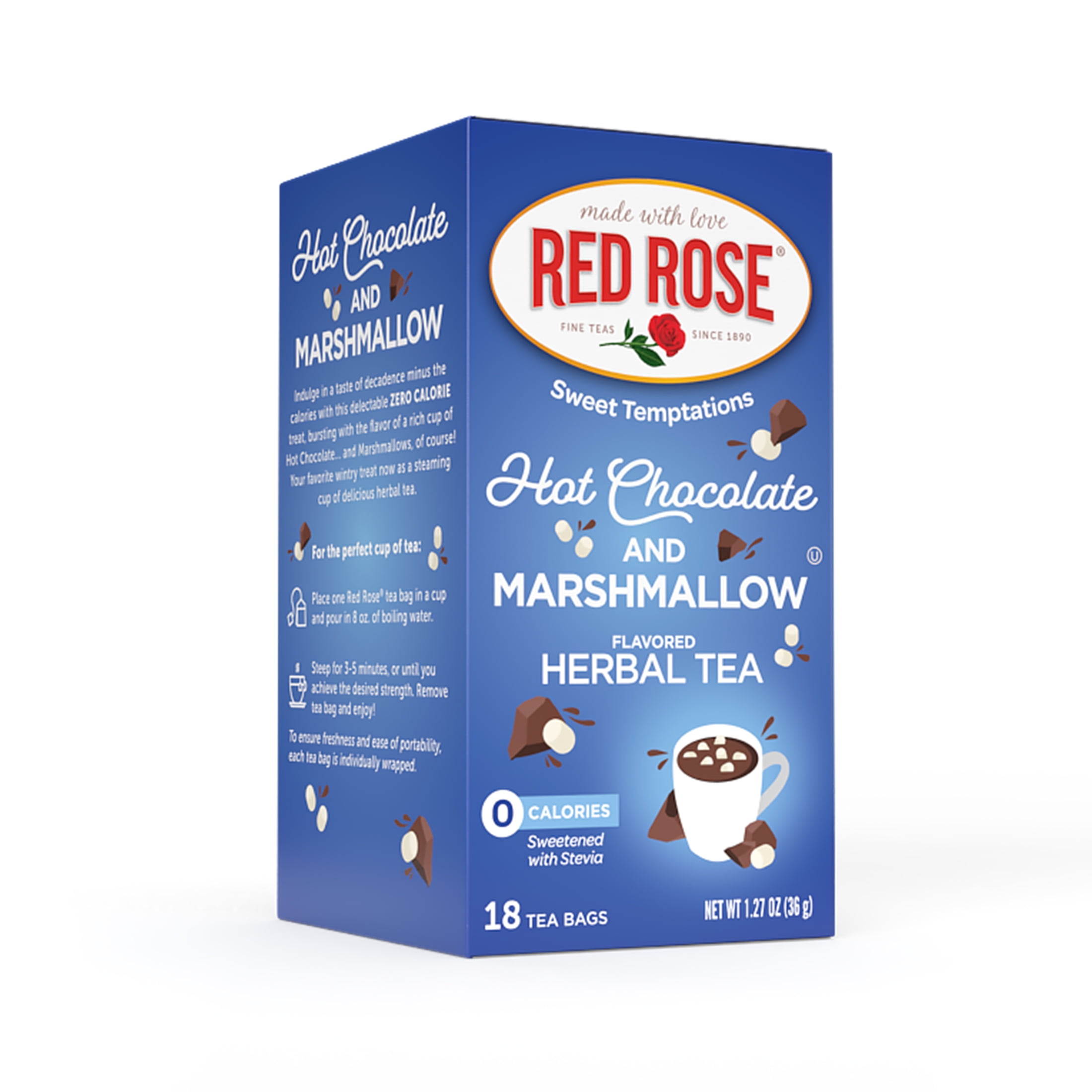 Red Rose Sweet Temptations Dessert Tea Hot Chocolate with Marshmallow
