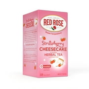 Red Rose Sweet Temptations Dessert Tea Strawberry Cheesecake, Zero Carbs, Zero Sugar Bursting with Flavor Caffeine-Free Delicious Beverage Herbal Tea, 18 Count Fruit Naturally Flavored Herbal Tea