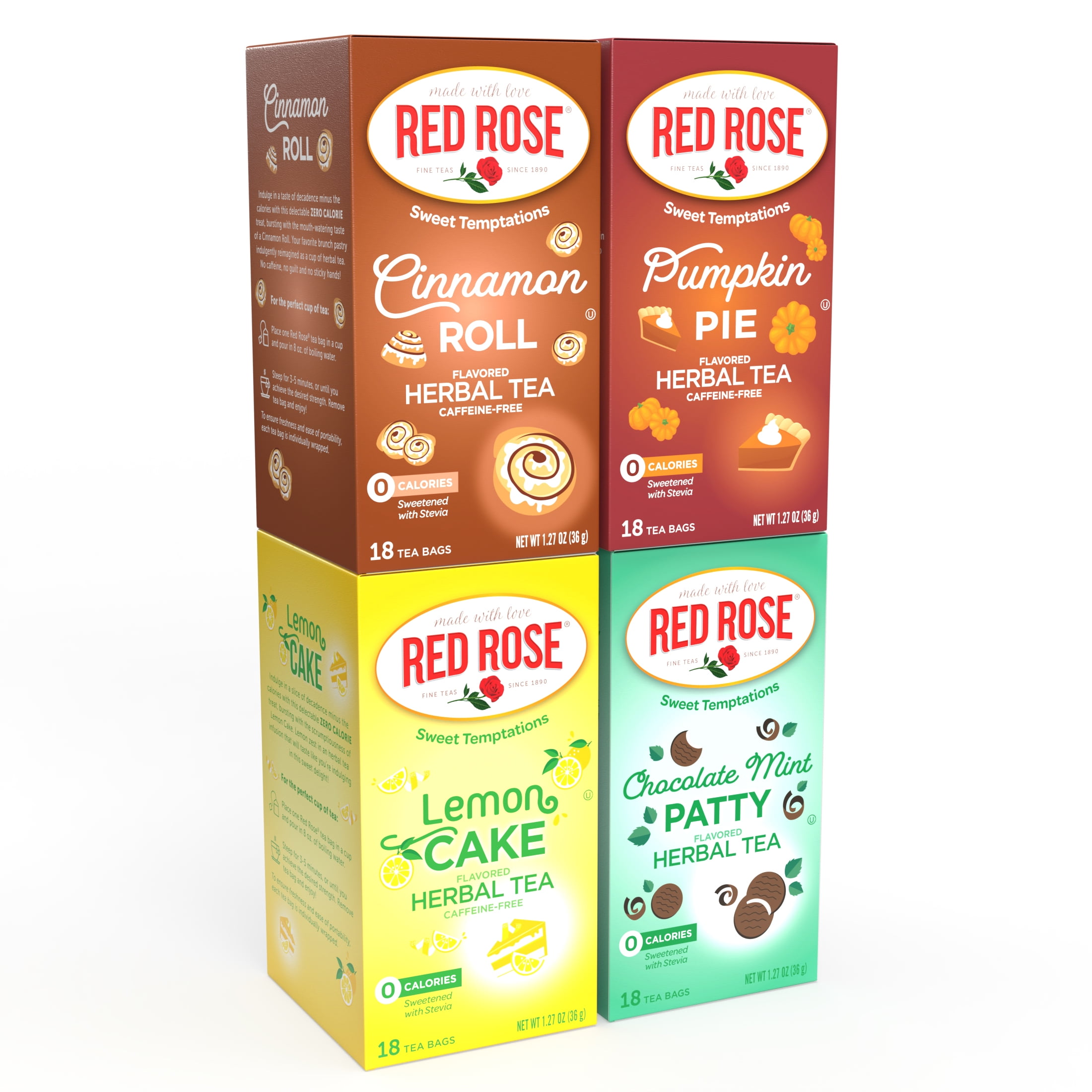 Red Rose Sweet Temptations Dessert Tea Variety Pack Fall Flavors, Zero