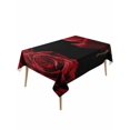 thumbnail image 1 of Red Rose Table Cloth, Vintage Abstract Garden Flower Floral Black Waterproof Tablecloth for Rectangle Tables, Reusable Washable Fabric Table Cover for Restaurant Kitchen Dining Tables 60"x120", 1 of 6