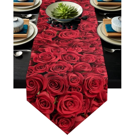 Red Rose Table Runner Modern For Home Track On The Table Cloth Wedding Party Table Decoration Accessories