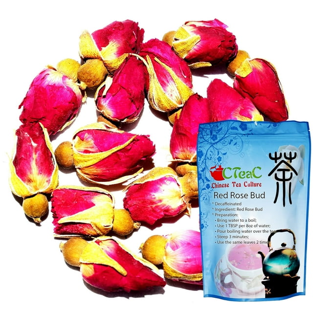 Red Rose Tea, a full rosy taste and aroma match the visual beauty of rosebuds, flowery aroma, and a golden infusion, nourishing your skin and uplifts your mood, loose leaf tea, 3oz