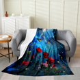 thumbnail image 1 of Red Rose Throw Blanket For Adults Women,Blue Glitter Galaxy Fleece Blanket,Ombre Butterfly Floral Blanket,Romantic Starry Sky Flannel Blanket For Bedroom Living Room, 30x40, 1 of 4