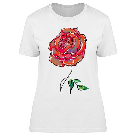 Red Rose Watercolored T-Shirt Women -Image by Shutterstock, Female x-Large