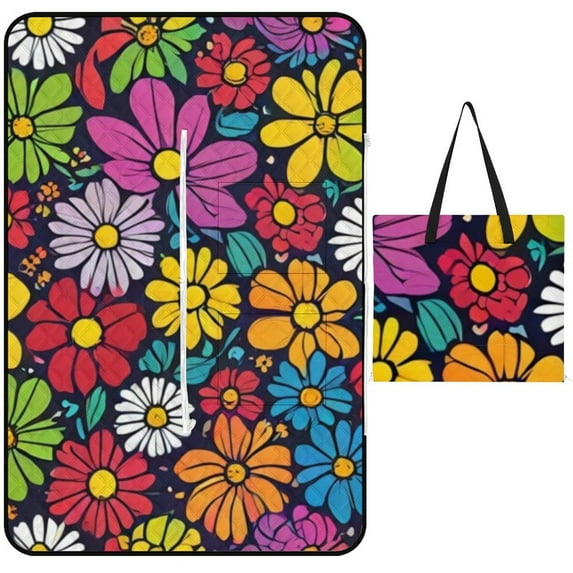 Red Rose Waterproof Picnic Blanket with Foldable Zipper, Suitable for Outdoor Use, Suitable for Travel, Camping, Beaches, Parks, Grasslands, Picnic Blanket Accessories