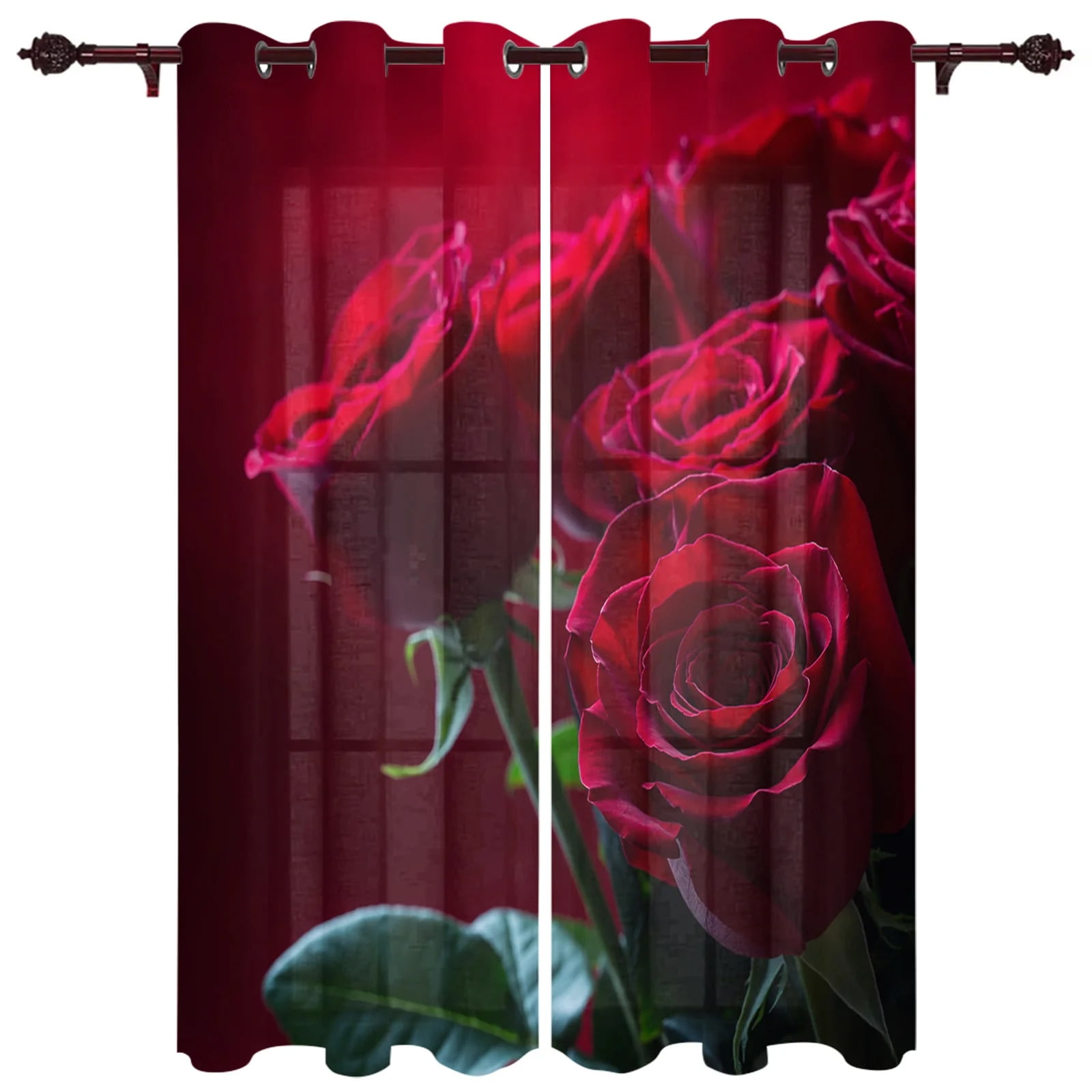 Red Rose Window Curtain for Living Room Bedroom Drapes Home Decor ...