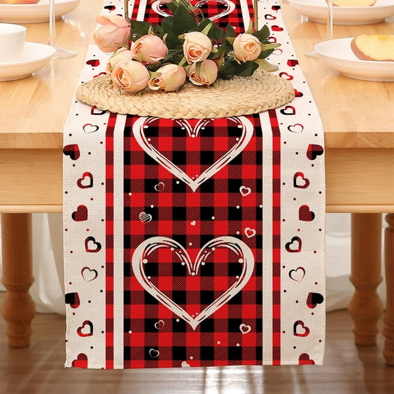 Red Rose valentines table runner Valentines Day red heart Table Runners valentines Decorations Indoor Outdoor Farmhouse Home Kitchen Dining Party Decor Galentines Day Decorations 13x72 Inch