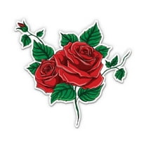Red Roses - 3" Vinyl Sticker - For Car Laptop I-Pad Phone Helmet Hard Hat - Waterproof Decal
