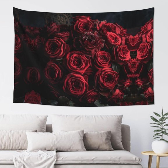 Red Roses Aesthetic Wall Tapestry Boho Vertical Hanging Decorative Vintage Poster Flag 60 x 40 Inch for Bedroom and Living Room Decor