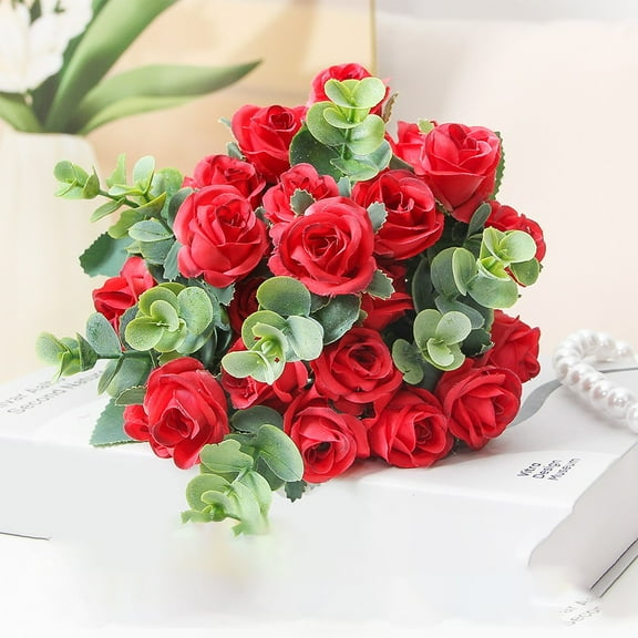 Red Roses Artificial Flowers 10PCS Fake Red Roses Real Touch Red Flowers Artificial for Floral Arrangement Flower Centerpices Wedding Bouquet Home Decorations