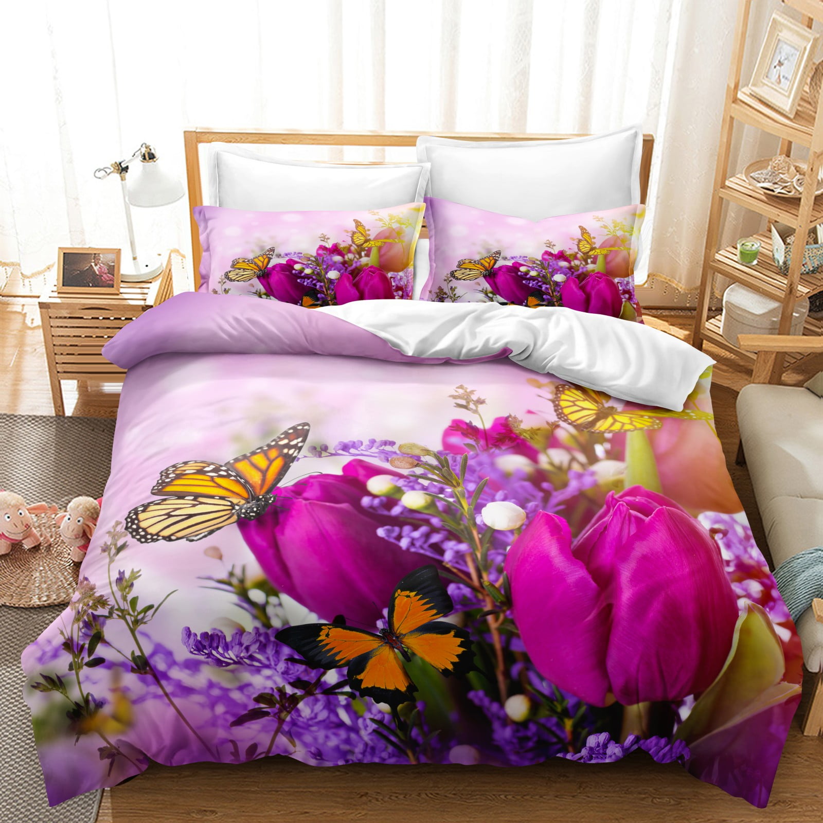 Red Roses Bedding Set Luxury Rose Floral Duvet Cover For Girls Women