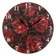 thumbnail image 1 of Red Roses Black 10 inch Wall Clocks Non Ticking Easy to Read Battery Decorative for Home Bathroom Kitchen Bedroom Living Room, 1 of 8
