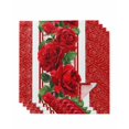 thumbnail image 1 of Red Roses Cloth Napkins Set of 4 Reusable Dinner Napkins, Valentine's Day Romantic Flowers Green Leaf Stripes Cocktail Napkin Washable Table Napkins for Wedding/Holiday Party/Baby Shower 20"x20", 1 of 7