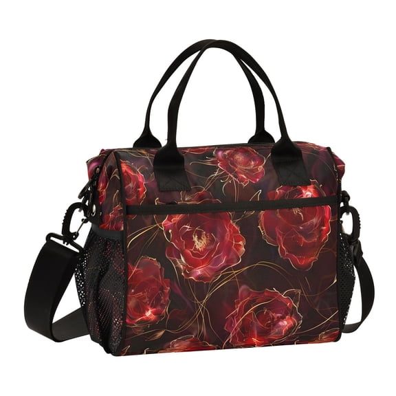 Red Roses Cooler Bag Lunch Bag Soft Cooler Cooling Tote Insulated Lunch Box for Adult Men Women
