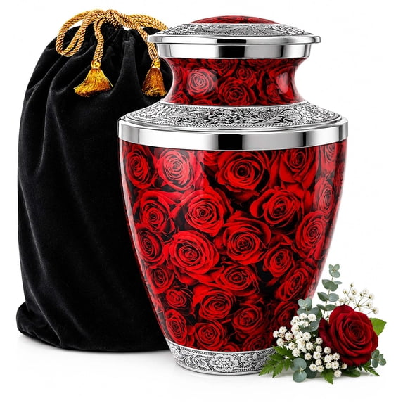 Memory Bloom Everlight Memorials, Cremation Urn, Red Roses, Adult Female - Walmart.com