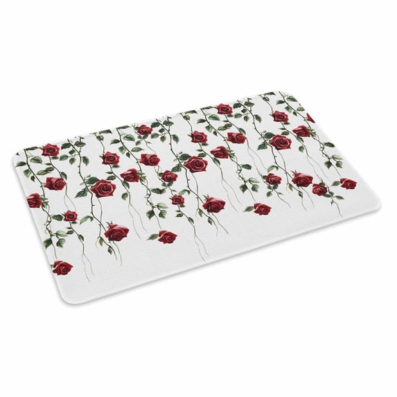Red Roses Doormat Outdoor Entrance 16"x24", Spring Floral Summer Botanical Weeping Absorb Moisture Dirt Door Mats, Non-Slip Rubber Backing Floor Mats Indoor, Low-Profile Front Door Rugs