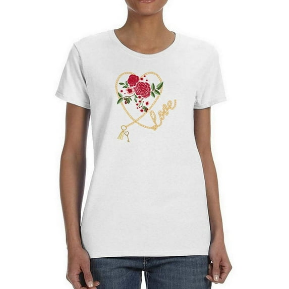 Red Roses Golden Chain T-Shirt Women -Image by Shutterstock, Female x-Large