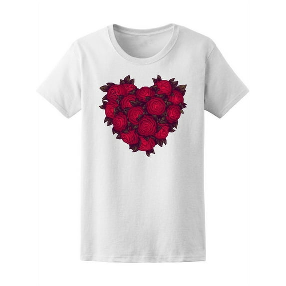 Red Roses Heart In Vintage Style T-Shirt Women -Image by Shutterstock, Female Large