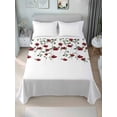 thumbnail image 1 of Red Roses King Size Flat Sheet, Wrinkleproof & Fadeproof Cooling Flat Bed Sheet Only, Spring Floral Summer Botanical Weeping Breathable Soft Bedding Top Sheets 105 x 98 Inches, 1 of 8