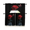 thumbnail image 1 of Red Roses Kitchen Curtains Sets 24 Inch Length with Valance, Modern Art Splash Flowers Butterfly Swag Valances and Tiers Curtain Set Drapes Swag Curtains for Living Room, Bathroom, Bedroom, Cafe, 1 of 6