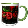 thumbnail image 1 of 3drose, Red Roses on Black, 15oz Two-tone Green Mug, 1 of 6