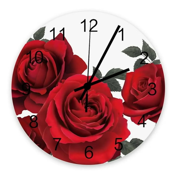 Red Roses On Dead Branches Wall Clocks Silent Home Cafe Office Wall Decor Clocks for Kitchen Wall Art Large Wall Clocks 25cm(10 Inch)