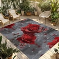 thumbnail image 1 of Red Roses Outdoor Rug 4x6 Ft - Reversible Patio Rug Outdoor Camping Rugs, Valentine's Day Crystal Butterflies Floral Washable Indoor Outdoor Area Rugs, Non-Slip Outdoor Carpet Runner for Deck/Porch, 1 of 8