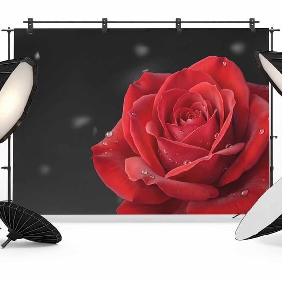 Red Roses Photography Backdrop 7x5FT, Flower with Water Droplets Retro Photo Backdrops, Background for Photography Studio Photo Studio Background, Back Drop for Photoshoot
