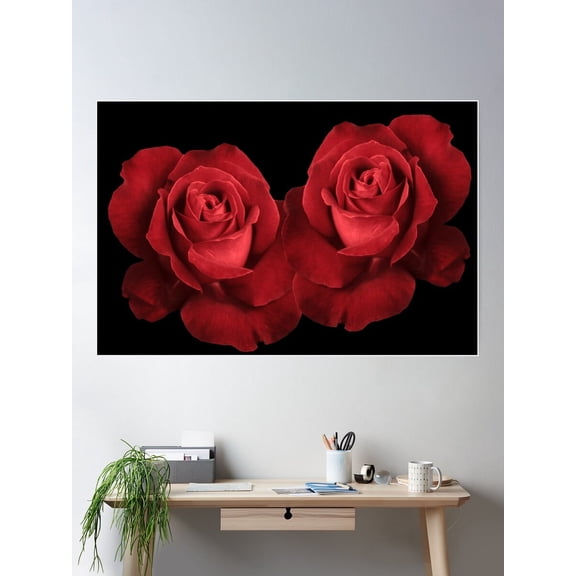 Red Roses Poster Wall Art, Modern Wall Decor For Living Room Bedroom, 24x36 UNFRAMED