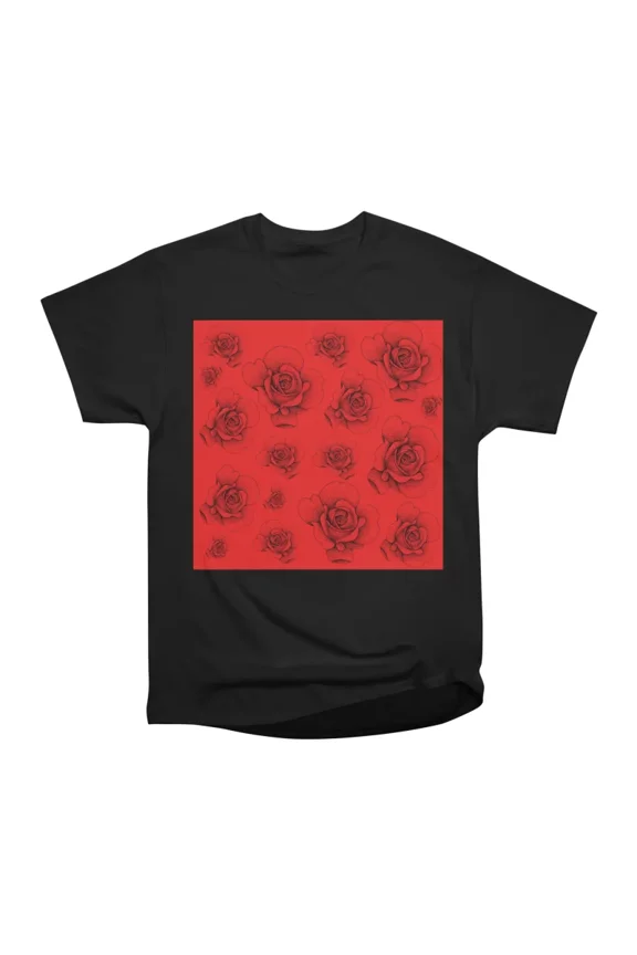 Red Roses Print T-Shirt Tee Gift For Him Merch For Her Apparel For Friend