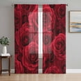 thumbnail image 1 of Red Roses Sheer Curtains 72 Inch Length 2 Panels Set, Valentine's Day Flowers Floral Vintage Voile Window Treatment Rod Pocket Curtains Sheers Drapes for Bedroom/Living Room/Kitchen 52"x72"x2, 1 of 7
