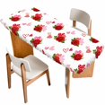 thumbnail image 1 of Red Roses Table Cloths for 8 Foot Rectangle Tables, Valentine's Day Floral Love White Country Patio Waterproof Elastic Fitted Tablecloths, Washable Rectangular Table Cover for Camping, 1 of 8