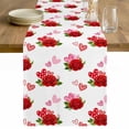 thumbnail image 1 of Red Roses Table Runner - 70 Inch Long Valentine's Day Floral Love White Country Cotton and Linen Blended Dress Scarves Farmhouse Table Runner for Kitchen Dining, Coffee Table, 13" x 70", 1 of 8
