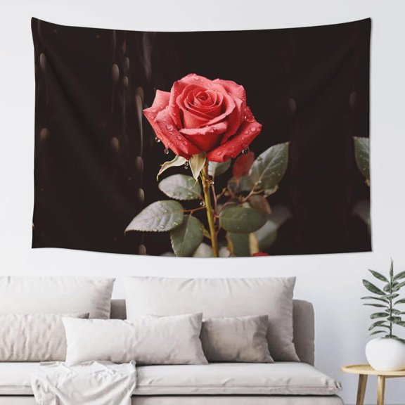Red Roses Tapestry Aesthetic Wall Hanging 60 x 40 Inch Boho Vertical Wall Art Vintage Poster Flag for Bedroom and Living Room Decor