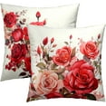 thumbnail image 1 of Red Roses Throw Pillow Covers 18x18 Inch Set of 2, Valentine''s Day Decorative Pillow Case Beautiful Bouquet Flower Cushion Cover for Couch Sofa Wedding Anniversary Decor Gift, 1 of 6