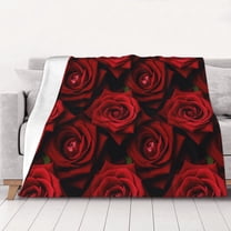 Red Roses Throws Blanket Fleece Soft Cozy Warm Plush for Travel Chair Bedroom Living Room Sofa 40"x30"