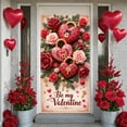thumbnail image 1 of Red Roses Valentine Banner Pink Roses Heart Backdrop Heart Locks Gold Keys Love Display for Valentine's Day Party Romantic Date Wedding Decoration, 1 of 9