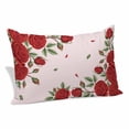 thumbnail image 1 of Red Roses Valentine's Day Pillow Covers, Linen Long Throw Pillow Case, Spring Floral Romantic Botanical Holiday Pillow Protector Decorative Cushion Cover for Living Room/Bedroom 24" x 36", 1 of 8