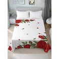 thumbnail image 1 of Red Roses Valentine's Day Queen Size Flat Sheet, Wrinkleproof & Fadeproof Cooling Flat Bed Sheet Only, Spring Floral Farmhouse Breathable Soft Bedding Top Sheets 90 x 102 Inches, 1 of 8