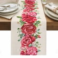 thumbnail image 1 of Red Roses Valentine's Day Table Runner - 60 Inch Long, Kitchen Dining Table Runner Dresser Scarves, Eucalyptus Leaves Romantic Rustic Farmhouse Decor for Coffee Tables Wedding Party Banquet, 1 of 8