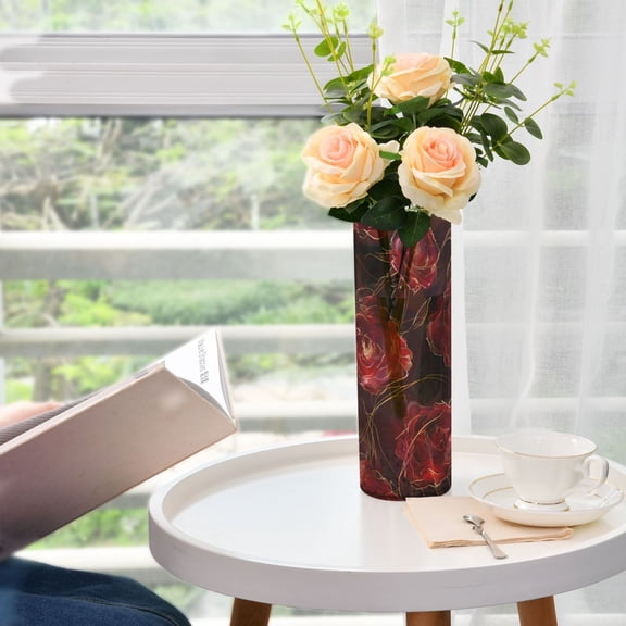 Red Roses Vases for Flowers Modern Decorative Vase Home Decor for Bedroom Kitchen Living Room Centerpieces