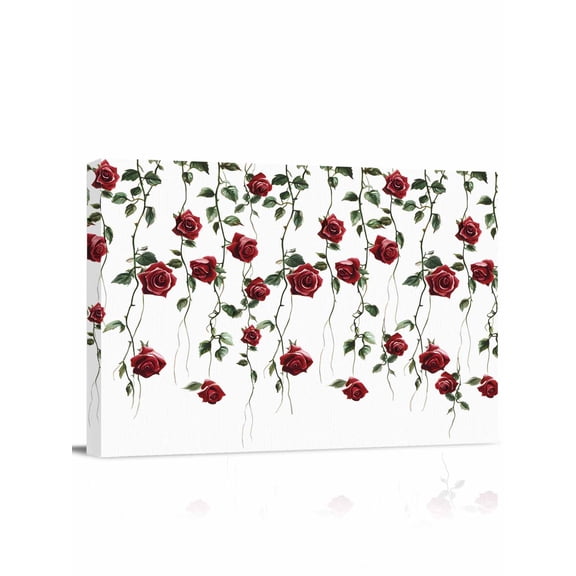 Red Roses Wall Art for Living Room,Canvas Picture Wall Decor for Bathroom Bedroom,Spring Floral Summer Botanical Weeping Painting Artwork for Office Kitchen Hallway Dining Room Home Decor 12"x16"