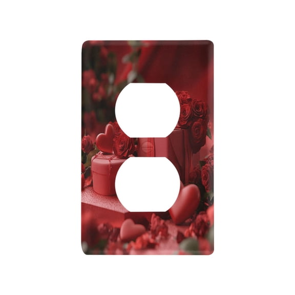 Red Roses and Gift Box Light Switch Cover Switch Plate Outlet Cover Plug Cover for Electrical Outlet