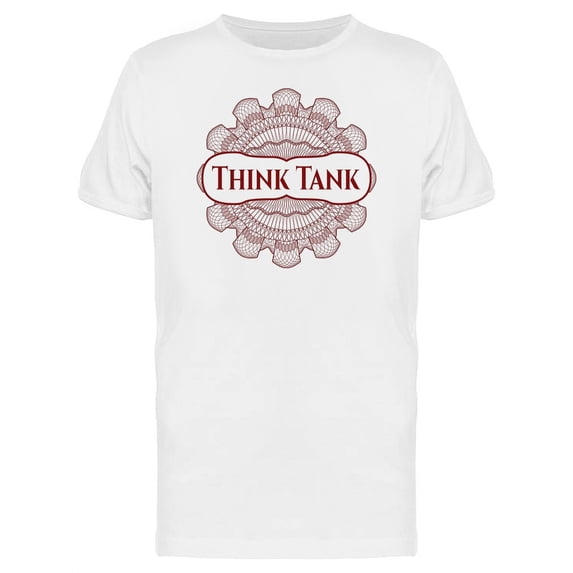Red Rossete Text Think Tank T-Shirt Men -Image by Shutterstock, Male 4X-Large