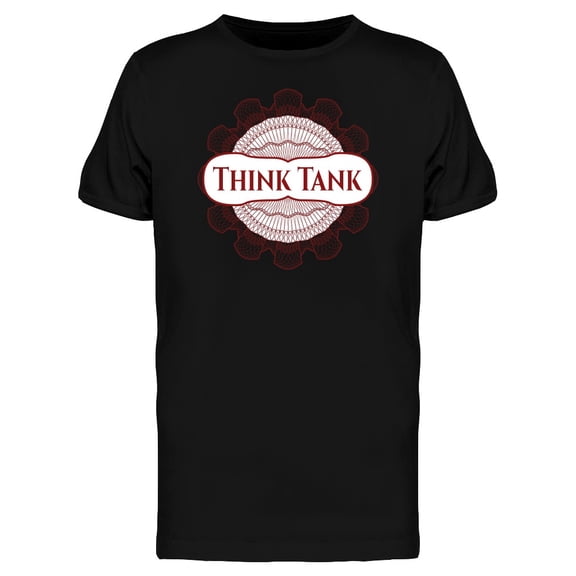 Red Rossete Text Think Tank T-Shirt Men -Image by Shutterstock, Male Large