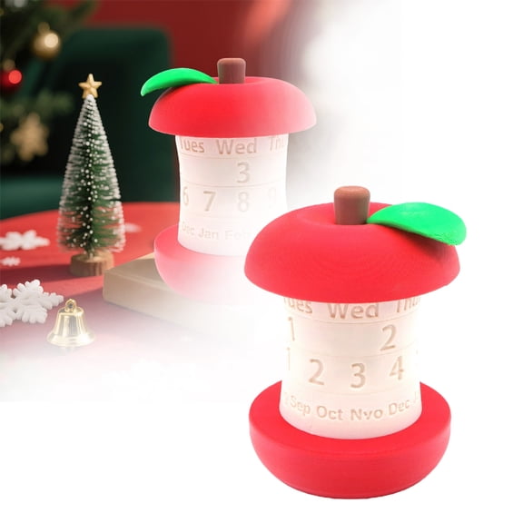 Red Rotating Desktop Perpetual Calendar with Memo Holder and Clip for Study Office or Christmas Gift Decoration Red
