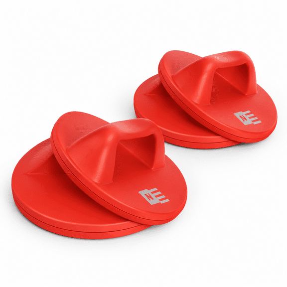Red Rotating Push Up Bars, Wide Grip Non-Slip Floor Handles for Upper Body Workouts
